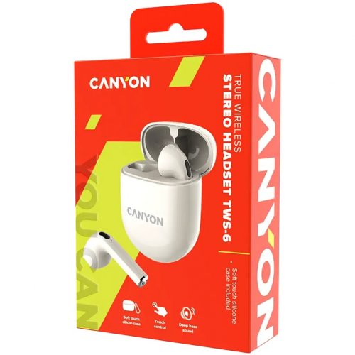 Навушники Canyon TWS-6 (CNS-TWS6BE) Beige купити в Україні: Київ, Львів, Хмельницький, Тернопіль, Івано-Франківськ | Низька ціна, відгуки, характеристики від TELEMART фото