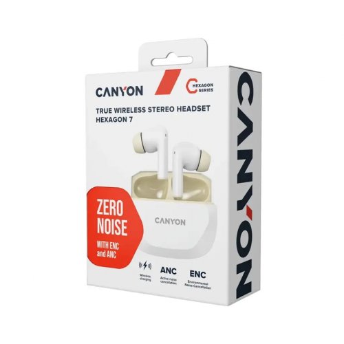 Наушники Canyon Hexagon 7 (CNS-TWS7WB) White/Beige купить в Украине: Киев, Днепр, Харьков, Одесса  | Низкая цена, отзывы, характеристики от TELEMART фото