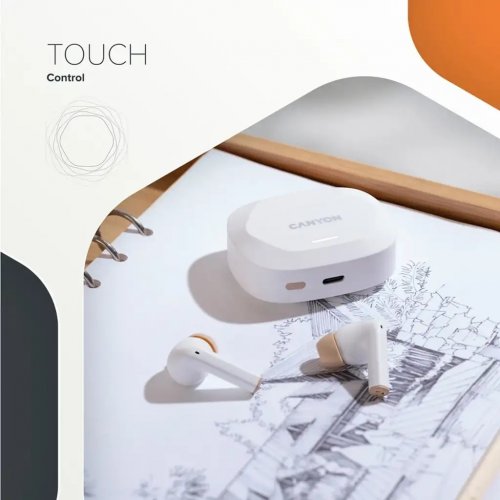 Наушники Canyon Hexagon 7 (CNS-TWS7WB) White/Beige купить в Украине: Киев, Днепр, Харьков, Одесса  | Низкая цена, отзывы, характеристики от TELEMART фото