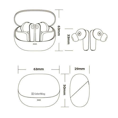 Наушники ColorWay Slim TWS-1 Earbuds Long Life (CW-TWS1BK1) Black купить в Украине: Киев, Днепр, Харьков, Одесса  | Низкая цена, отзывы, характеристики от TELEMART фото