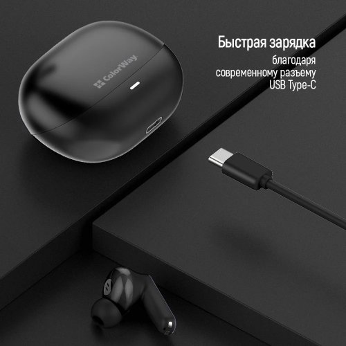 Наушники ColorWay Slim TWS-1 Earbuds Long Life (CW-TWS1BK1) Black купить в Украине: Киев, Днепр, Харьков, Одесса  | Низкая цена, отзывы, характеристики от TELEMART фото