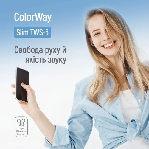 Наушники ColorWay Slim TWS-5 Earbuds (CW-TWS5BK) Black купить в Украине: Киев, Днепр, Харьков, Одесса  | Низкая цена, отзывы, характеристики от TELEMART фото