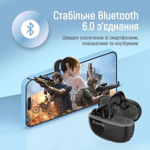 Наушники ColorWay Slim TWS-5 Earbuds (CW-TWS5BK) Black купить в Украине: Киев, Днепр, Харьков, Одесса  | Низкая цена, отзывы, характеристики от TELEMART фото