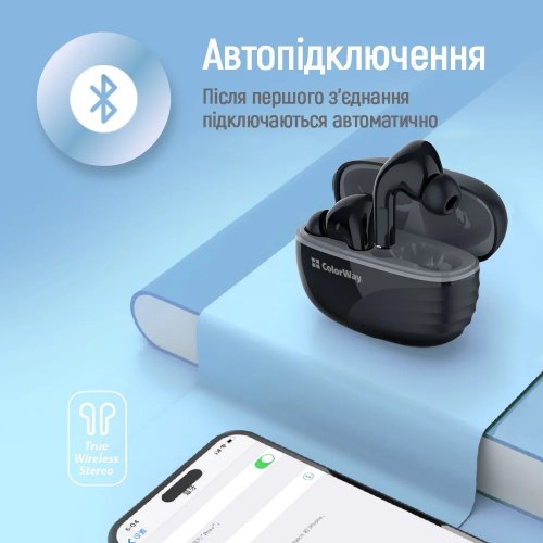 Наушники ColorWay Slim TWS-5 Earbuds (CW-TWS5BK) Black купить в Украине: Киев, Днепр, Харьков, Одесса  | Низкая цена, отзывы, характеристики от TELEMART фото