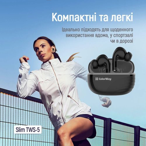Наушники ColorWay Slim TWS-5 Earbuds (CW-TWS5BK) Black купить в Украине: Киев, Днепр, Харьков, Одесса  | Низкая цена, отзывы, характеристики от TELEMART фото
