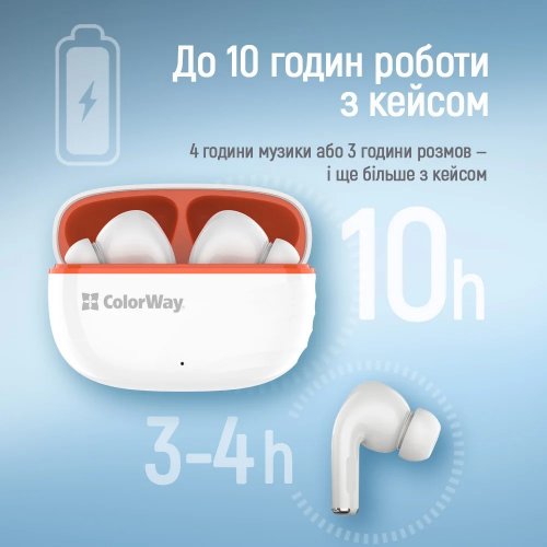Наушники ColorWay Slim TWS-5 Earbuds (CW-TWS5WT) White купить в Украине: Киев, Днепр, Харьков, Одесса  | Низкая цена, отзывы, характеристики от TELEMART фото