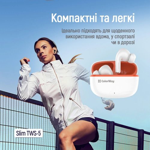 Наушники ColorWay Slim TWS-5 Earbuds (CW-TWS5WT) White купить в Украине: Киев, Днепр, Харьков, Одесса  | Низкая цена, отзывы, характеристики от TELEMART фото