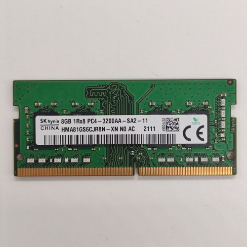 Озп Hynix SODIMM DDR4 8GB 3200Mhz (HMA81GS6CJR8N-XN) (Відновлено продавцем, 892830) купити в Україні: Київ, Львів, Хмельницький, Тернопіль, Івано-Франківськ | Перевірка сумісності, низька ціна, відгуки, характеристики від TELEMART фото