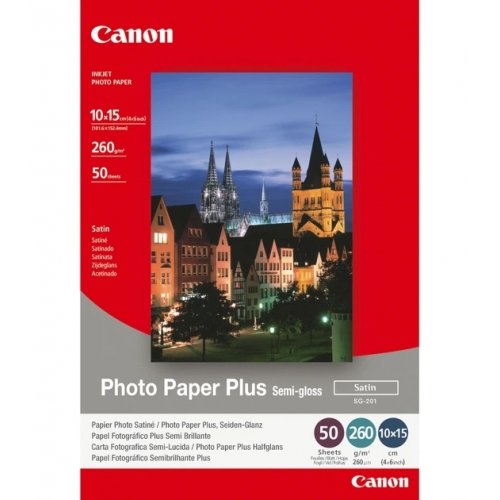 Фотобумага Canon SG-201 Photo Paper Plus Semi-gloss 10х15см 260г/м2 50л. (1686B015) купить в Украине | Telemart фото