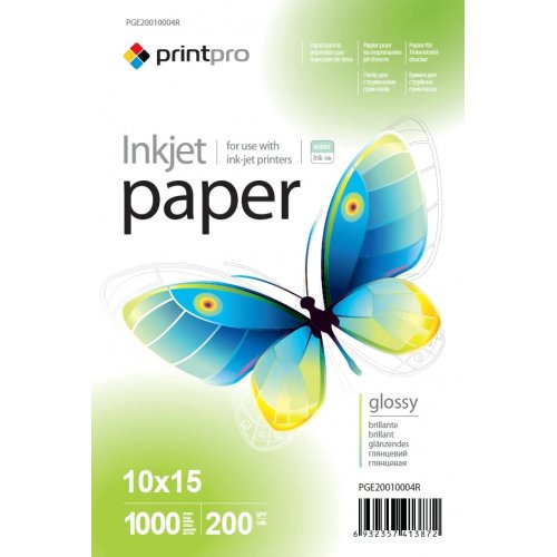 Фотопапір PrintPro глянцевий 10х15см 200г/м2 1000арк. (PGE20010004R) купити в Україні | Telemart фото