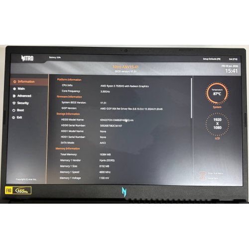 Ноутбук Acer Nitro V 15 ANV15-41 (NH.QSFEU.007) Obsidian Black (Відновлено продавцем, 893094) купити в Україні: Київ, Львів, Хмельницький, Тернопіль, Івано-Франківськ | Низька ціна, відгуки, характеристики від TELEMART фото