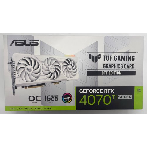 Відеокарта Asus TUF Gaming GeForce RTX 4070 Ti SUPER BTF OC White 16384MB (TUF-RTX4070TIS-O16G-BTF-WHITE) (Відновлено продавцем, 893264) купити в Україні: Київ, Львів, Хмельницький, Тернопіль, Івано-Франківськ | Перевірка сумісності, низька ціна, відгуки, характеристики від TELEMART фото