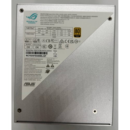 Блок живлення Asus ROG Strix PCIE5 1000W Aura Edition (90YE00P5-B0NA00) White (Відновлено продавцем, 893398) купити в Україні: Київ, Львів, Хмельницький, Тернопіль, Івано-Франківськ | Перевірка сумісності, низька ціна, відгуки, характеристики від TELEMART фото
