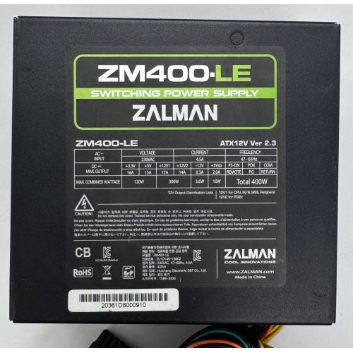Блок питания Zalman LE 400W (ZM400-LE) (Восстановлено продавцом, 893400) купить в Украине: Киев, Днепр, Харьков, Одесса  | Проверка совместимости, низкая цена, отзывы, характеристики от TELEMART фото