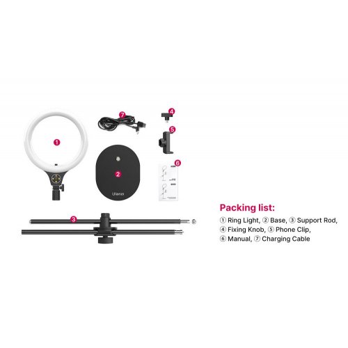 Уцінка Ulanzi T1 Overhead Shooting Bracket Ring Light Set 10inch (T1 2517) Black (Сліди використання, 893598) купити в Україні: Київ, Львів, Хмельницький, Тернопіль, Івано-Франківськ | Низька ціна, відгуки, характеристики від TELEMART фото