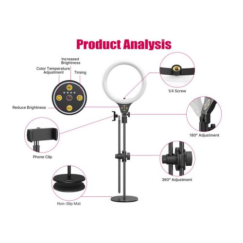 Уцінка Ulanzi T1 Overhead Shooting Bracket Ring Light Set 10inch (T1 2517) Black (Сліди використання, 893598) купити в Україні: Київ, Львів, Хмельницький, Тернопіль, Івано-Франківськ | Низька ціна, відгуки, характеристики від TELEMART фото