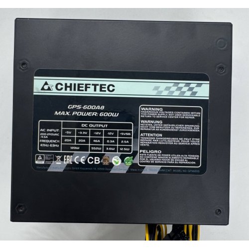 Блок живлення CHIEFTEC Smart 600W (GPS-600A8) (Відновлено продавцем, 893602) купити в Україні: Київ, Львів, Хмельницький, Тернопіль, Івано-Франківськ | Перевірка сумісності, низька ціна, відгуки, характеристики від TELEMART фото