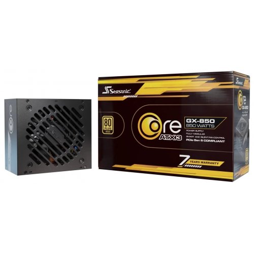 Уценка блок питания Seasonic Core GX 850W ATX 3.1 (SRP-CGX851-A5A32SF) (Вскрытая упаковка, 893626) купить в Украине: Киев, Днепр, Харьков, Одесса  | Проверка совместимости, низкая цена, отзывы, характеристики от TELEMART фото