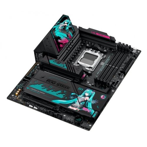 Уценка материнская плата Asus ROG STRIX X870E-H GAMING WIFI7 HATSUNE MIKU EDITION (sAM5, AMD X870E) (Отремонтировано производителем, 893635) купить в Украине: Киев, Днепр, Харьков, Одесса  | Проверка совместимости, низкая цена, отзывы, характеристики от TELEMART фото