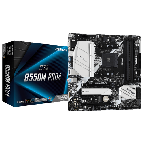 Уценка материнская плата AsRock B550M Pro4 (sAM4, AMD B550) (Вскрытая упаковка, 893647) купить в Украине: Киев, Днепр, Харьков, Одесса  | Проверка совместимости, низкая цена, отзывы, характеристики от TELEMART фото