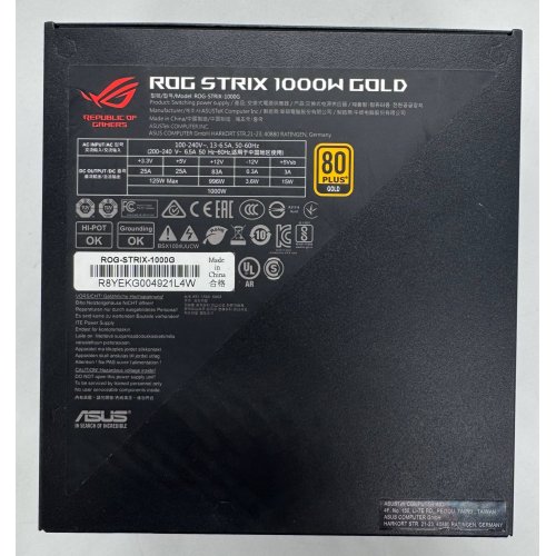 Блок питания Asus ROG Strix 1000G 1000W Gold (90YE00AA-B0NA00) (Восстановлено продавцом, 893751) купить в Украине: Киев, Днепр, Харьков, Одесса  | Проверка совместимости, низкая цена, отзывы, характеристики от TELEMART фото
