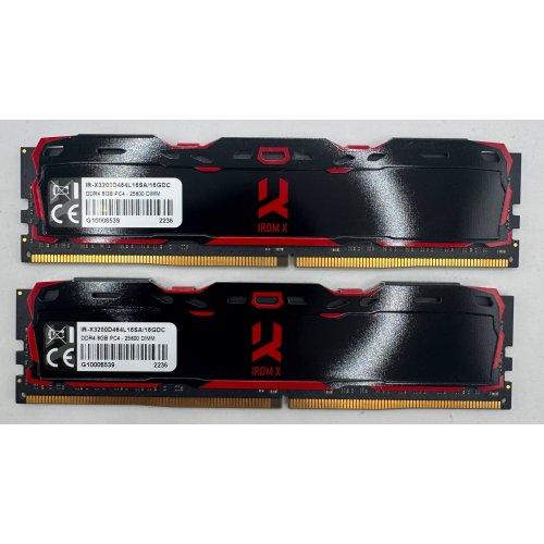 Озп GoodRAM DDR4 16GB (2x8GB) 3200Mhz Iridium X Black (IR-X3200D464L16SA/16GDC) (Відновлено продавцем, 893814) купити в Україні: Київ, Львів, Хмельницький, Тернопіль, Івано-Франківськ | Перевірка сумісності, низька ціна, відгуки, характеристики від TELEMART фото