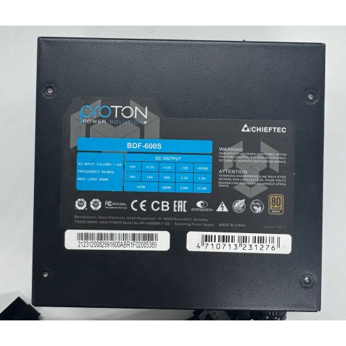 Блок живлення CHIEFTEC Proton 600W (BDF-600S) (Відновлено продавцем, 893817) купити в Україні | Telemart фото