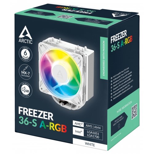 Кулер Arctic Freezer 36-S A-RGB (ACFRE00199A) White купити в Україні: Київ, Львів, Хмельницький, Тернопіль, Івано-Франківськ | Перевірка сумісності, низька ціна, відгуки, характеристики від TELEMART фото