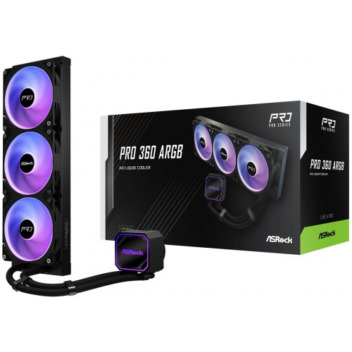 Готовая СВО AsRock Pro 360 ARGB Black купить в Украине: Киев, Днепр, Харьков, Одесса  | Проверка совместимости, низкая цена, отзывы, характеристики от TELEMART фото