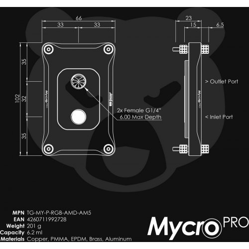 Водоблок Thermal Grizzly Mycro Pro AM5 (TG-MY-P-RGB-AMD-AM5) купить в Украине: Киев, Днепр, Харьков, Одесса  | Низкая цена, отзывы, характеристики от TELEMART фото