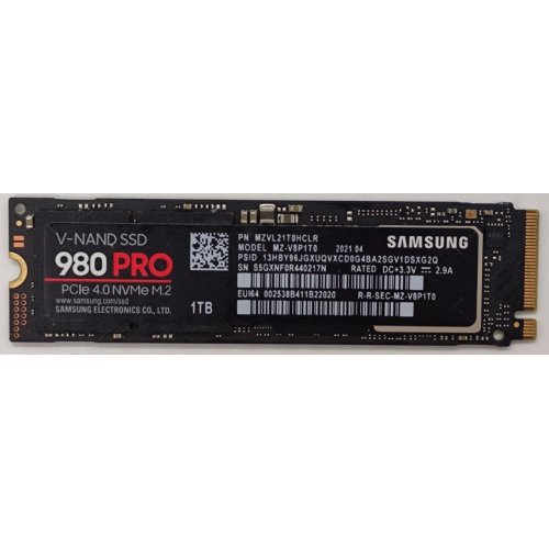 Samsung 980 PRO 1TB M.2 (2280 PCI-E) NVMe 1.3c (MZ-V8P1T0BW) Seller Recertified (ресурс 70-89%) (Восстановлено продавцом, 894113) купить в Украине: Киев, Днепр, Харьков, Одесса  | Проверка совместимости, низкая цена, отзывы, характеристики от TELEMART фото
