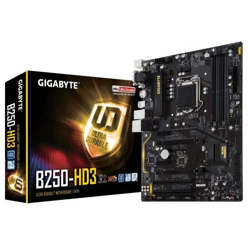 Материнська плата Gigabyte GA-B250-HD3 (s1151, Intel B250) (Відновлено продавцем, 894122) купити в Україні: Київ, Львів, Хмельницький, Тернопіль, Івано-Франківськ | Перевірка сумісності, низька ціна, відгуки, характеристики від TELEMART фото