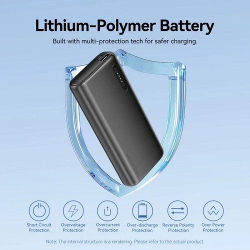 Powerbank Vention 9500mAh 15W (I17B0) Black купити в Україні: Київ, Львів, Хмельницький, Тернопіль, Івано-Франківськ | Низька ціна, відгуки, характеристики від TELEMART фото