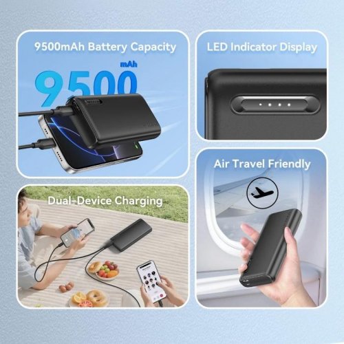 Powerbank Vention 9500mAh 15W (I17B0) Black купити в Україні: Київ, Львів, Хмельницький, Тернопіль, Івано-Франківськ | Низька ціна, відгуки, характеристики від TELEMART фото