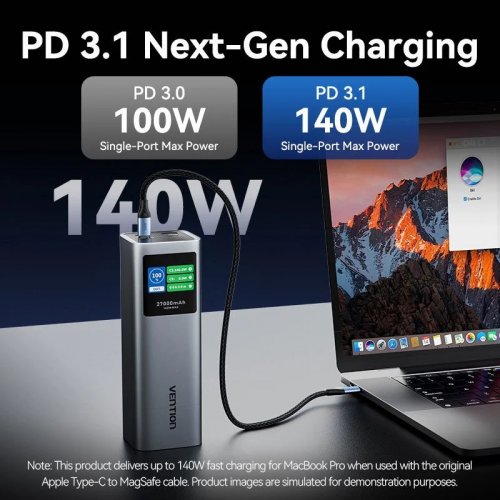 Powerbank Vention 27000mAh 140W (FKEH0) Gray купить в Украине: Киев, Днепр, Харьков, Одесса  | Низкая цена, отзывы, характеристики от TELEMART фото