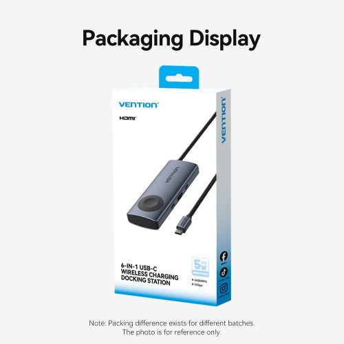 USB-хаб Vention USB Type-C 6 in 1 (TPMHB) Gray купить в Украине: Киев, Днепр, Харьков, Одесса  | Низкая цена, отзывы, характеристики от TELEMART фото