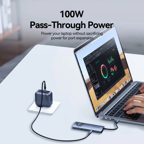 USB-хаб Vention USB Type-C 6 in 1 (TPMHB) Gray купить в Украине: Киев, Днепр, Харьков, Одесса  | Низкая цена, отзывы, характеристики от TELEMART фото