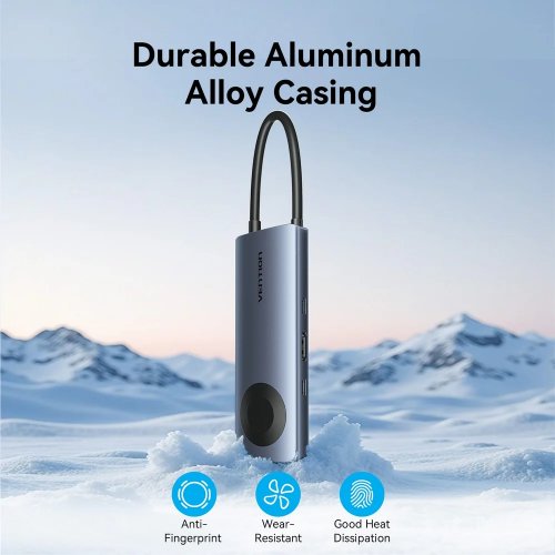 USB-хаб Vention USB Type-C 6 in 1 (TPMHB) Gray купить в Украине: Киев, Днепр, Харьков, Одесса  | Низкая цена, отзывы, характеристики от TELEMART фото