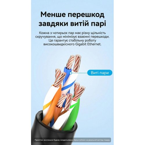 Патч-корд Vention RJ45 Cat6A UTP 20m (IBOBQ) Black купити в Україні: Київ, Львів, Хмельницький, Тернопіль, Івано-Франківськ | Низька ціна, відгуки, характеристики від TELEMART фото