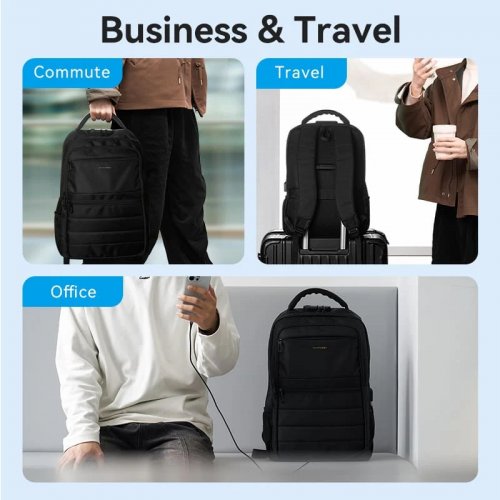 Рюкзак Vention 15.6" Water-Repellent Laptop Backpack (KRNB0) Black купить в Украине: Киев, Днепр, Харьков, Одесса  | Низкая цена, отзывы, характеристики от TELEMART фото