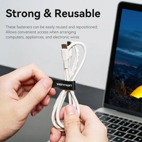 Кабельные стяжки на липучке Vention Hook & Loop Cable Tie 12cm (VWW-Y248-24P) Black купить в Украине | Telemart фото