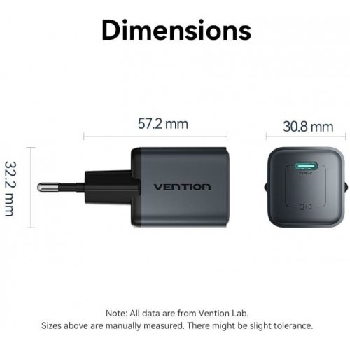 Мережевий зарядний пристрій Vention GaN USB Type-C 20W (FEVH0-EU) Gray купити в Україні: Київ, Львів, Хмельницький, Тернопіль, Івано-Франківськ | Низька ціна, відгуки, характеристики від TELEMART фото