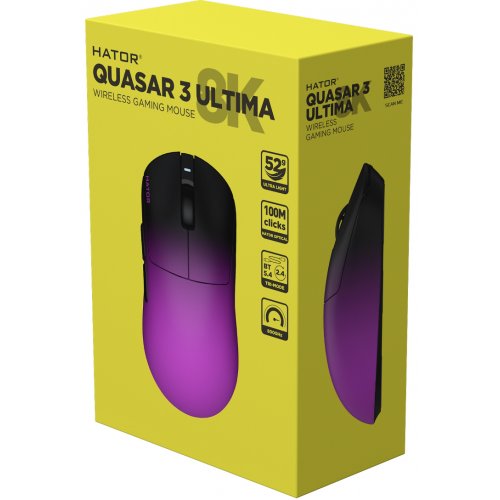 Миша HATOR Quasar 3 Ultima 8K Wireless (HTM760) Black/Violet купити в Україні: Київ, Львів, Хмельницький, Тернопіль, Івано-Франківськ | Низька ціна, відгуки, характеристики від TELEMART фото