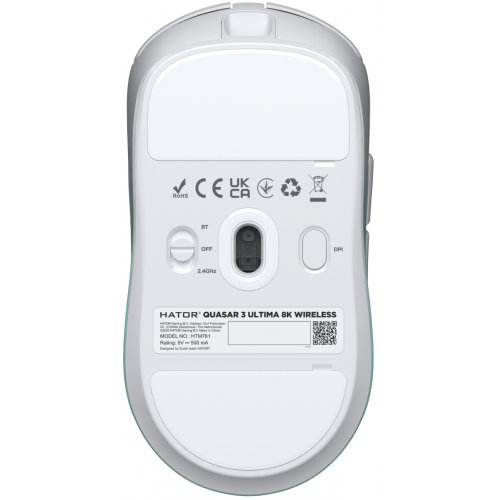 Миша HATOR Quasar 3 Ultima 8K Wireless (HTM761) White/Mint купити в Україні: Київ, Львів, Хмельницький, Тернопіль, Івано-Франківськ | Низька ціна, відгуки, характеристики від TELEMART фото