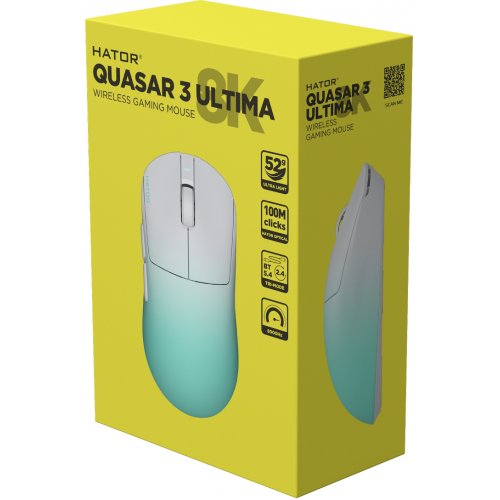 Миша HATOR Quasar 3 Ultima 8K Wireless (HTM761) White/Mint купити в Україні: Київ, Львів, Хмельницький, Тернопіль, Івано-Франківськ | Низька ціна, відгуки, характеристики від TELEMART фото