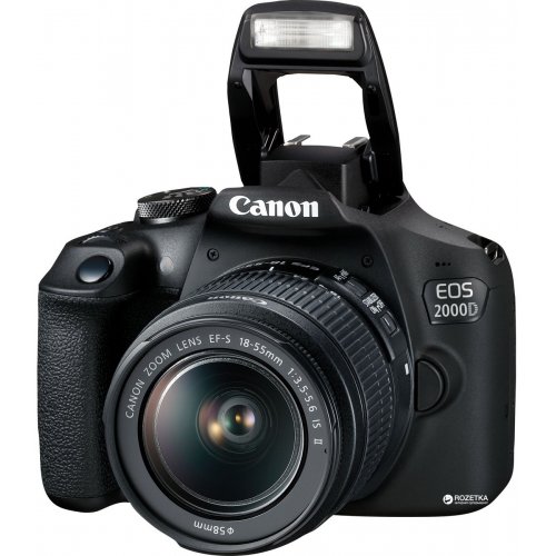 Дзеркальний фотоапарат Canon EOS 2000D Kit (18-55mm) IS II (2728C008) Black купити в Україні | Telemart фото