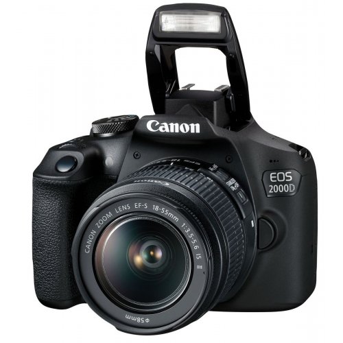Дзеркальний фотоапарат Canon EOS 2000D Kit (18-55mm) IS II + Сумка SB130 + Карта пам'яті SD16GB (2728C015) Black купити в Україні | Telemart фото