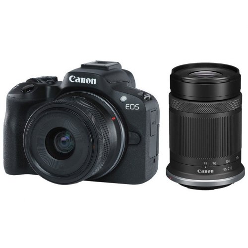 Беззеркальный фотоаппарат Canon EOS R50 Double Kit (RF-S 18-45mm IS STM + RF-S 55-210mm) IS STM (5811C034) Black купить в Украине | Telemart фото