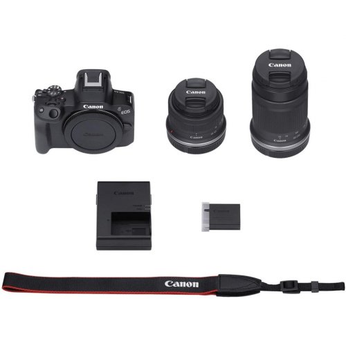 Беззеркальный фотоаппарат Canon EOS R50 Double Kit (RF-S 18-45mm IS STM + RF-S 55-210mm) IS STM (5811C034) Black купить в Украине | Telemart фото
