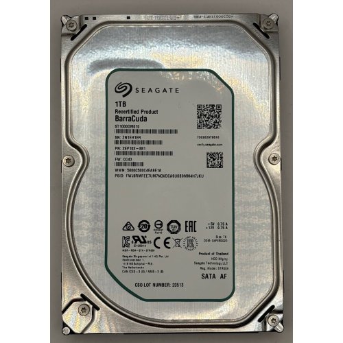 Жорсткий диск Seagate BarraCuda 1TB 64MB 7200RPM 3.5'' (ST1000DM010) (Відновлено продавцем, 894586) купити в Україні: Київ, Львів, Хмельницький, Тернопіль, Івано-Франківськ | Перевірка сумісності, низька ціна, відгуки, характеристики від TELEMART фото